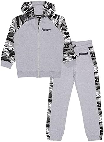 Fortnite Camo Emotes Hoodie and Joggers Set, Kids, 11-12 Years, Heather Grey, Official Merchandise