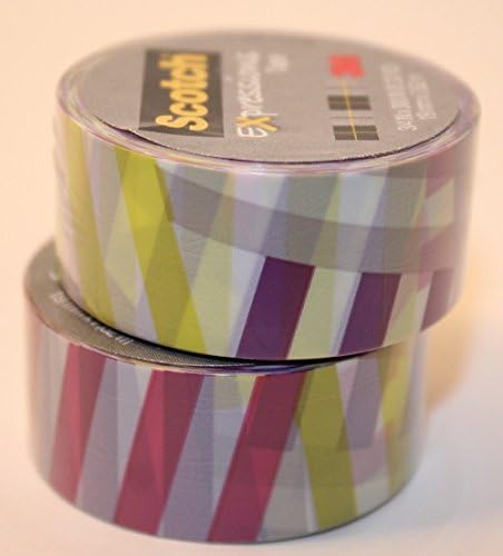 Purple, Pink and Yellow Stripes - Scotch Expressions Washi Tape, .75-inches X 300-inches, 2 Rolls/pack