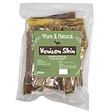 Pure & Natural Deer Skin Dog Chews - Dried Venison Treats and Hide Chews for Dogs, Hypoallergenic, Natural Dog Treats Long Lasting - 200g Bag