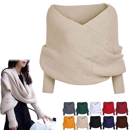 Sweater Scarfwith Sleeves for Women, Freyar Harepr Sweaterscarf, Densely Knit+wind-resistant