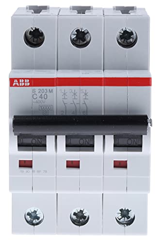 ABB 2CDS273001R0404 S203M-C40 System Pro M Compact S200M MCB, 3P Poles, 40A Curve C, 440V AC, 125V DC, 10 kA Breaking Capacity