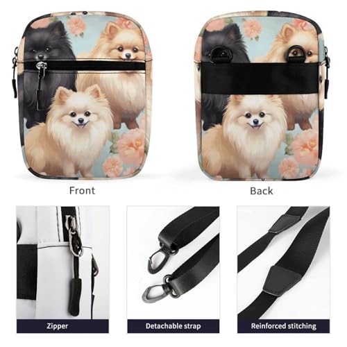 Personalized Small Crossbody Bag Water Resistant Messenger Bags Mini Pomeranians Pattern Printing SlingBag For Men Women3