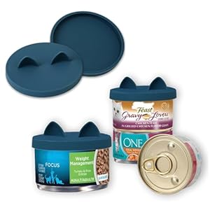 OHMO – 2 Pack Cat Food Can Lids, Small (3 oz) Silicone Can Covers for Pet Food Cans 2.5 oz Cat Food Cans, Dark Blue