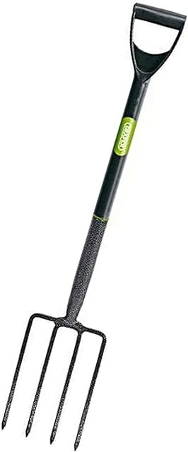 tradefirst Garden Fork Heavy Duty, Carbon Steel Small Gardening Forks With Tilted Plastic Handle, Pitch Fork, Fork Garden, Garden Tools For Gardening_(102H X 18W)Black
