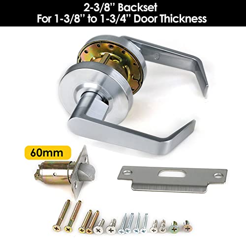 Hisafe (60Mm Latch Commercial Door Lever Passage Lever Door Lock Heavy Duty Grade 2 Industrial Door Handle, Ul 3 Hour Fire Rated, Ada, (2-3/8'' Backset), 26D X-Xg-Ps-60 #TOP4