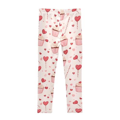 Wusikd Cupcakes Girls' Leggings Toddler Doodles Heart Kids Yoga Pants Dance Active Tights 4T2