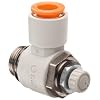 SMC AS2201F-U02-11 Air Flow Control Valve with Push-to-Connect Fitting, PBT & Nickel Plated Brass, Elbow, 1/4" Uni Thread Male x 3/8" Tube OD