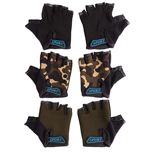 3 Pares Luvas Mtb Infantis Luvas De Bicicleta Meio Dedo Luvas De Bicicleta Para Crianças Luvas Elást