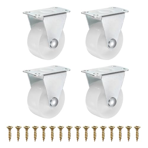 Roulettes fixes 1.5 pouces PATIKIL en plastique blanc pour tiroir - 4pcs