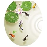 3D Lotus Fish Water Bathroom Toilet Seat Lid Cover Decals Stickers Pond Frog Goldfish PVC Sticker...