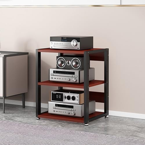 3-Tier Media Stand Audio/Video Component Cabinet CD Player Stand Corner TV Stand with Height Adjustable Wooden Shelf for Entertainment Stereo Component Storage, for Home/Office/Theater (Color : B, S