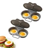2 Stück Eierkocher Mikrowelle, Eierkocher 2 Eier mit Deckel & Griffe, Praktisch Mikrowellen-Eierkochers für pochierte Eier und Omelett, Microwave Egg Poacher, für Schnelles Frühstück & Kleine Küchen