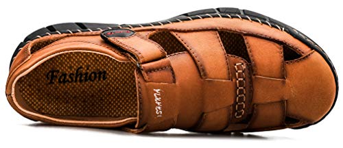 Honeystore Men's Closed-toe Hollow Sandals Plus Size Leather Shoes Casual2