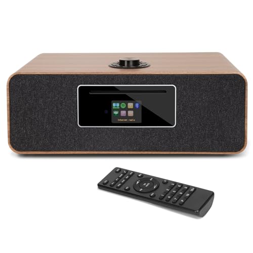 Image of MS5 Upgrade Premium Internet Radio,Spotify HiFi,Bluetooth Stereo System for Home with CD Player,FM Radio, Acoustic Wood Cabinet,AUX & USB Input,50 Presets, OKTIV APP & Remote Control- Walnut