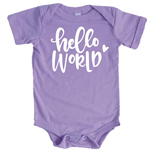 Hello World Take Home Outfit Girls Coming Home Bodysuit for Baby Girls Purple Bodysuit
