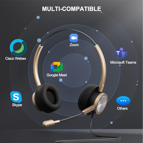 Casques USB stéréo avec microphone orientable pour ordinateur