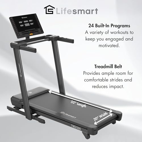 Image of Lifesmart PowerTouch Folding Treadmill for Home | Brushless Motor, 10% Incline & -3% Decline, Auto Folding, 14 MPH, Heavy Duty Treadmill