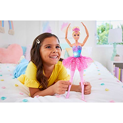 Barbie Dreamtopia Doll, Twinkle Lights Posable Ballerina With 5 Light-Up Shows, Sparkly Pink Tutu, Blonde Hair & Tiara #TOP1