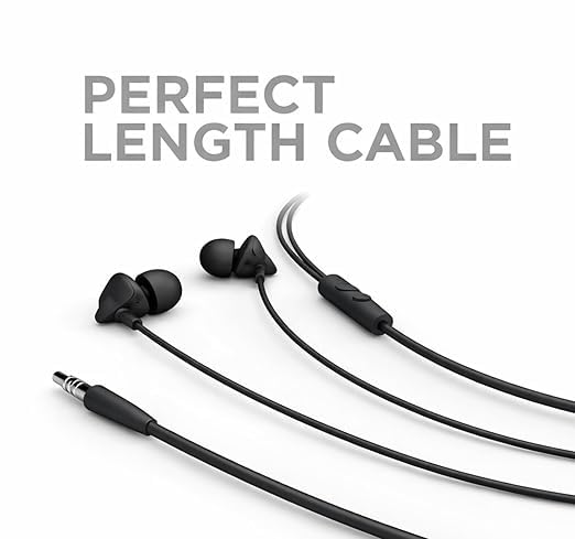 Image of Wired Earphone for Boat 300C | in-Ear Headphones with Built-in Mic | Comfortable Fit | Deep Bass Sound | Lightweight | Tangle-Free Cable | Sleek Black Design Black