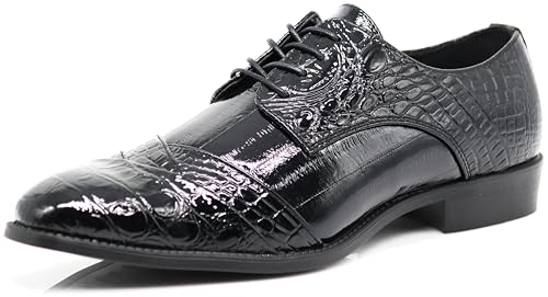 Image of STW Men's Alligator Crocodile Print Oxfords Fashion Lace Up Dress Shoes