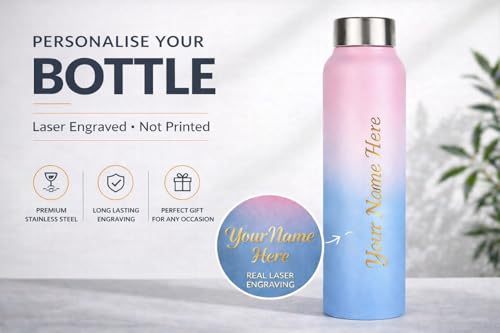 Image of Fitness Mantra Name Customisation 1 Litre Water Bottle | Personalised Bottle with Custom Name Engraving | BPA Free, Leakproof | Ideal for Gym, School & Gifting| Luma|