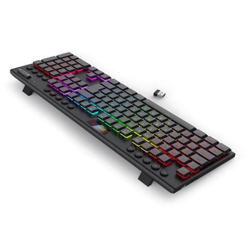 Teclado Gamer Redragon Horus Pro, Mecânico, RGB, ABNT2, Wireless, Bluetooth, Switch Brown - K618RGB-