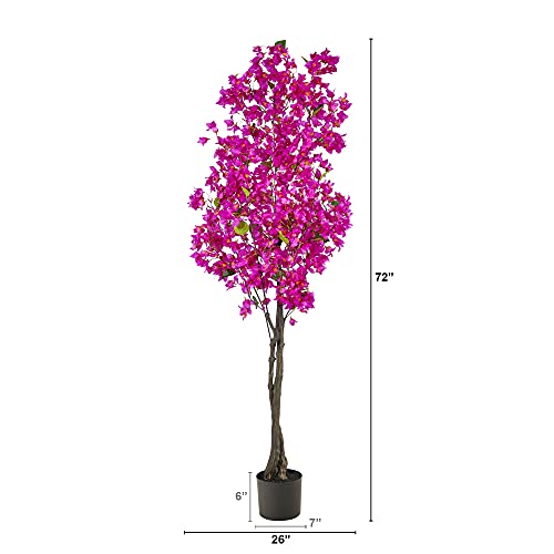 Nearly Natural 6ft. Bougainvillea Artificial Tree, 26 In. W x 10 In. D x 72 In. H by Nearly Natural - Image 2