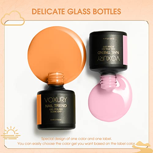 VOXURY UV Nagellack Set 18+3 Stück Farbgel für Gelnägel Nude Orange Braun Grau Gel Nagellack Set Schwarz Rot Rosa UV… – Bild 3