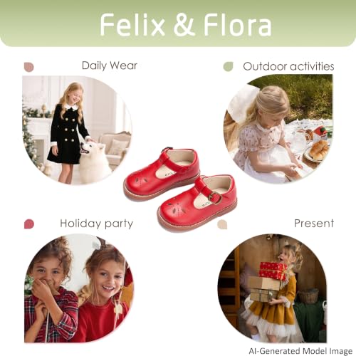 Image of Felix & Flora Toddler Little Girl Princess Dress Shoes-Mary Jane Flats for Girl Party School Shoes