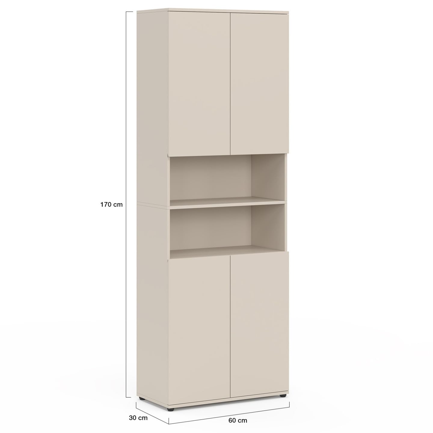 IDMarket - Mueble de baño TOMI 4 puertas 2 nichos madera color beige