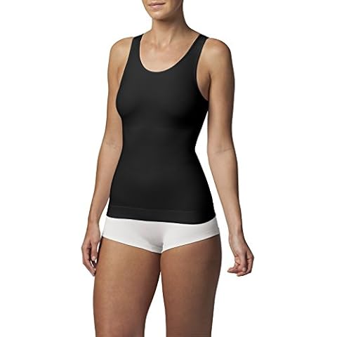 SLEEX Body Shaping Tank Top (Higher Back) (44042), Black, Size M/L - Women's Shapewear Firm Control Cami Cover
