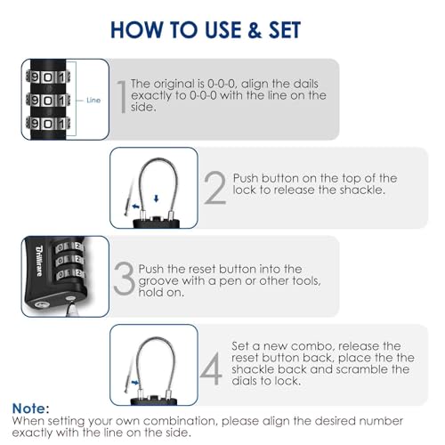 Brillirare 2 sztuki kłódek podróżnych z dopuszczeniem TSA, 3-cyfrowe linkowe zamki szyfrowe, do walizek, plecaków, szafek gimnastycznych, ogrodzenia, bramy, kolor czarny