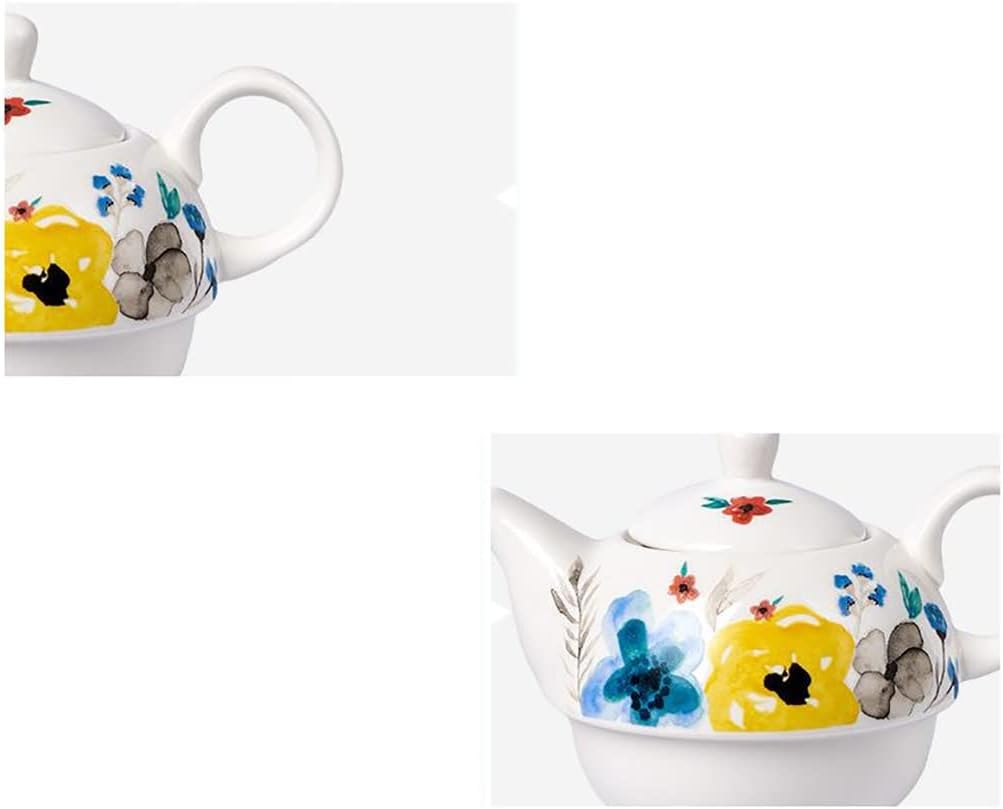 Porcelain Tea For One Hand Painted Watercolor Floral Teapot And Cup Set Porcelain Teapot Coffee Pot Ceramic Tea Pot With One Cup And Strainer,