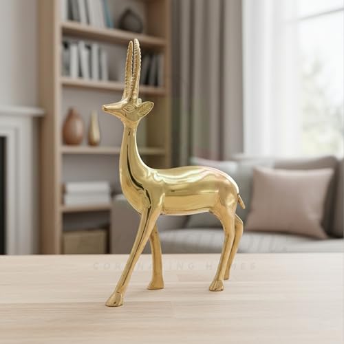 Image of Brass Deer Pair Statue | Weight - 1670 G Approx | Vastu Shastra & Feng Shui Remedies | Home Decor | Vastu Remedy | Size- 9 Inch Approx | Pack of 2