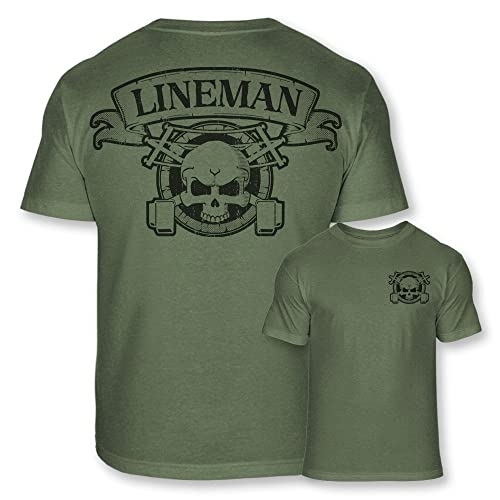 Lineman Skull Crossbones Soft Blend T-Shirt - Power Line Lineworker Badge Tee Shirt - A1014