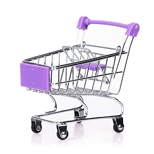 Mini Shopping Cart， Supermarket Handcart Mini Shopping Cart Mini Supermarket Storage Toy Decorative Ornaments For Storage Toys (Purple) #TOP5