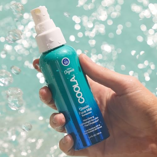 Image of COOLA Organic Sunscreen SPF 50 Sunblock Face Mist, Dermatologist Tested Skin Care for Daily Protection, Vegan and Gluten Free, Natural Fragrance, 3.4 Fl Oz