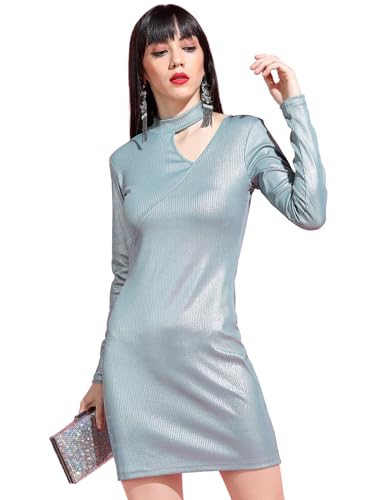 Image of Tokyo Talkies Women's Long Sleeves One Shoulder Solid Dresses | Stylish Dresses | Party Dresses