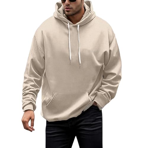 Cyber Of Monday Deals 2024,Hoodies For Men Graphic,Zip Hooded Sweatshirt Solid Color Loose Trendy Hooded Long Sleeved Sweatshirt Thick Sweatshirt (Khaki, Xxxxxl)