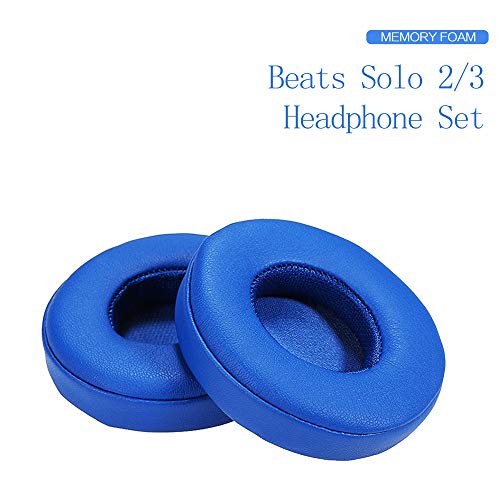 Replacement Earpads for Beats Studio Solo 2.0 3.0 Memory Foam Replacement Earpads Ear pad Ear Cushions Studio 3.0 Wired/Wireless Bluetooth Headset Over-Ear Headphones,1 Pair (Blue) (Solo Blue)