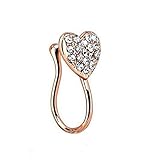 Anillo de nariz para mujer con pedrería brillante incrustada en forma de corazón con clip para clip no penetrante. Novedad y popularidad Durability