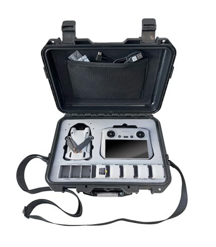 INNVO Drohnen-Tragetasche für die DJI Mini 3/4 Pro wasserdichtes Hartkunststoffgehäuse zur Aufbewahrung und zum Schutz Ihrer Drohne und Zubehörteile Hartschalenkoffer mit Schultergurt 36x29x11 5cm