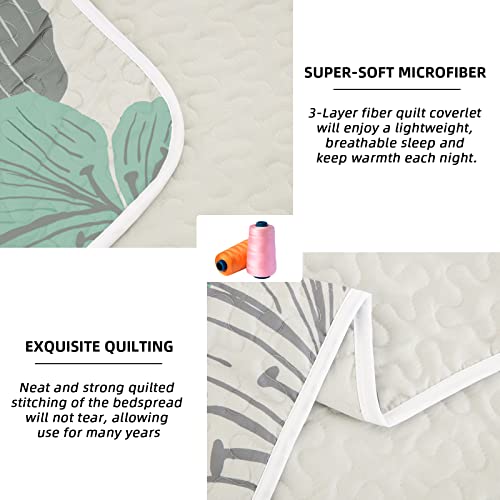 Djy 3 Pieces Quilt Set Queen Green Floral Pattern Quilt Coverlet Bohemian Floral Bedspread With 2 Pillow Shams Elegant Lightweight Bedding Quilt Set For All Season 90"X96" #TOP3