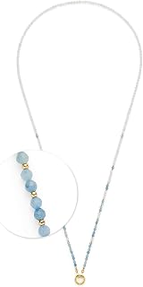 JEWELS BY LEONARDO Halskette Clip & Mix Bisca • lange Kette aus goldfarbenem Edelstahl • facettierte Naturstein-Perlen und Goldkügelchen • 80-81,3 cm Länge • Schmuck Geschenk für Frauen • 024916