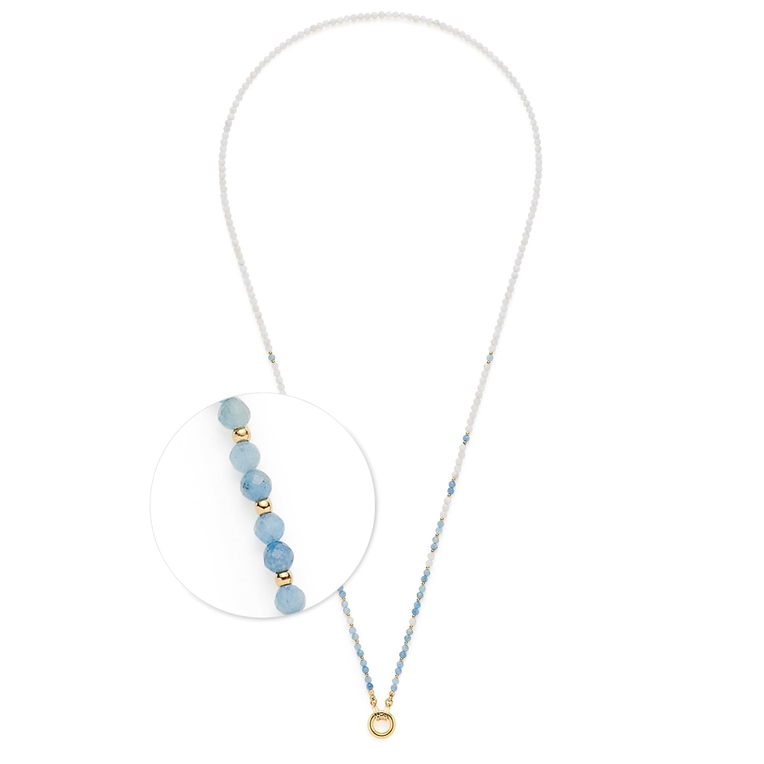 JEWELS BY LEONARDO Halskette Clip & Mix Bisca • lange Kette aus goldfarbenem Edelstahl • facettierte Naturstein-Perlen und Goldkügelchen • 80-81,3 cm Länge • Schmuck Geschenk für Frauen • 024916