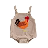 Tsnbre Baby Boy Girl Summer Clothes Corduroy Romper Sleeveless Farm Chicken Bodysuit Overalls Cute Newborn Outfits (Chicken Beige, 0-3 Months)