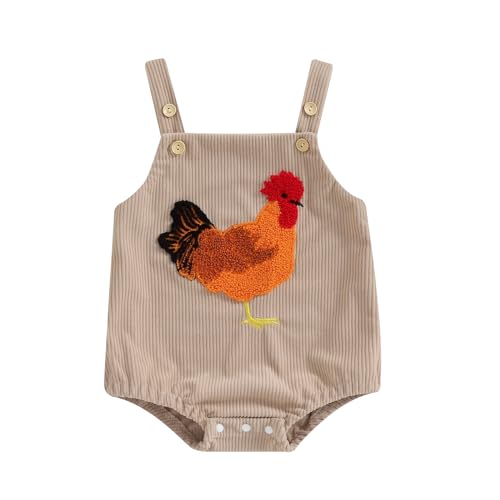 Tsnbre Newborn Baby Boy Girl Summer Outfits Corduroy Romper Farm Chicken Baby Overalls 0 3 6 9 12 Months Infant Clothes