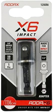 TIMCO Adaptor-1/2 x 50 X6 Impact Adaptor 1/2 x 50-(Pack 1) -12IAX6, 1/2 x 50mm