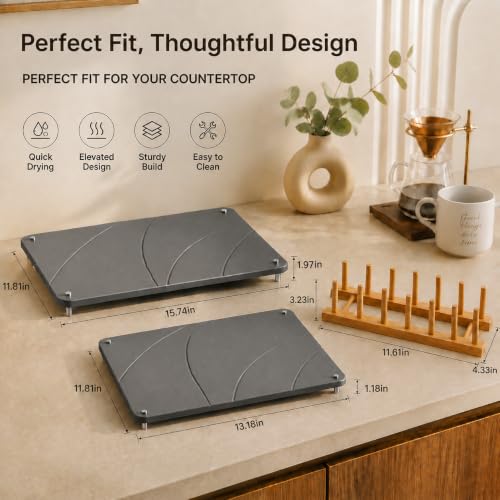 MOONEDGE Nesting Stone Drying Mat for Kitchen Counter with Dish Rack - image 6