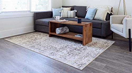 Tapete decorativo rectangular 185x275 cm Blanco y Gris miniatura 3